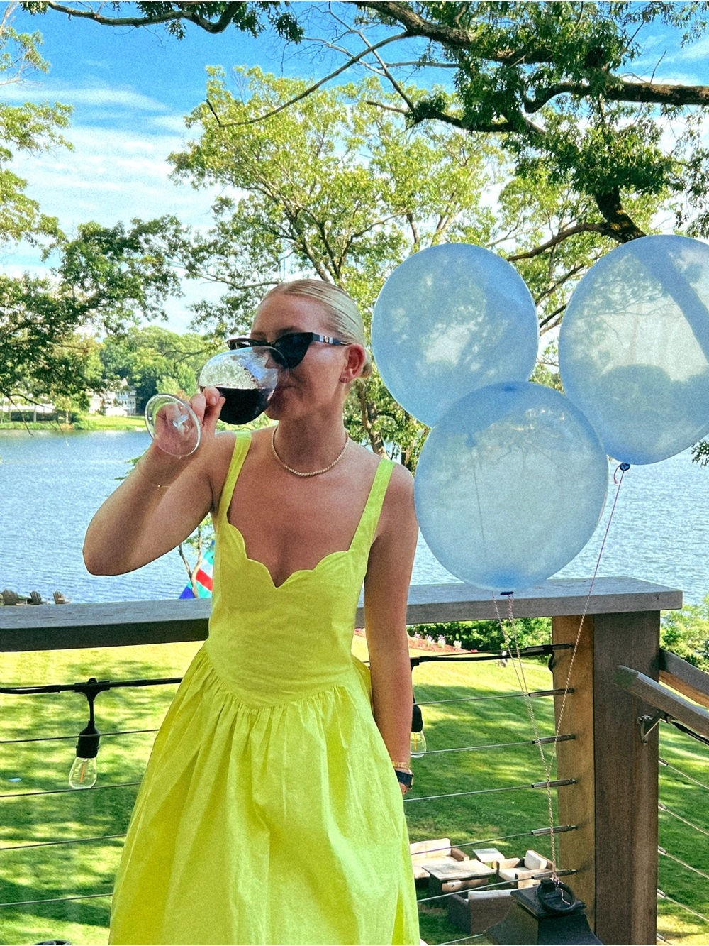 Anthropologie Neon Yellow Scallop-Neck Midi Dress